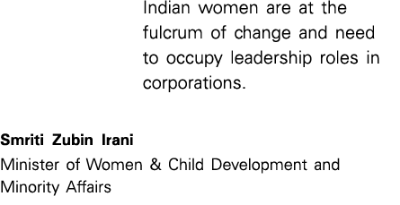 Indian women are at the fulcrum of change and need to occupy leadership roles in corporations. Smriti Zubin Irani Min...