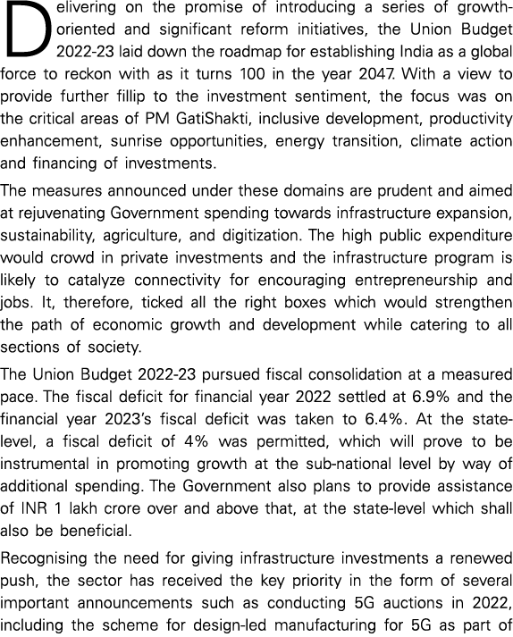 Delivering on the promise of introducing a series of growth-oriented and significant reform initiatives, the Union Bu   