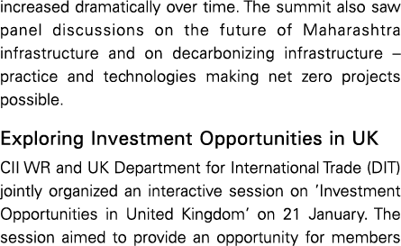 increased dramatically over time  The summit also saw panel discussions on the future of Maharashtra infrastructure a   