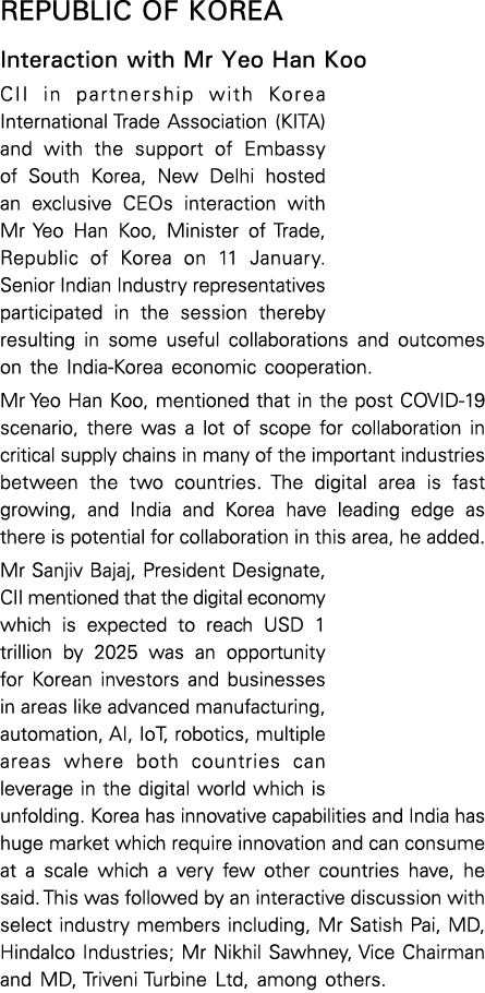 Republic of Korea Interaction with Mr Yeo Han Koo CII in partnership with Korea International Trade Association (KITA   