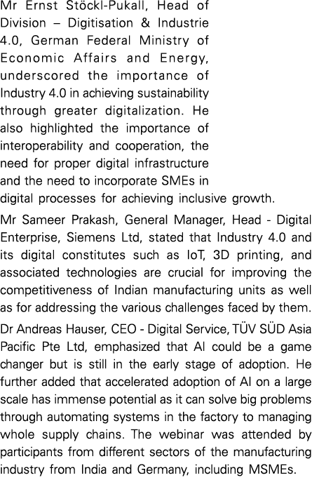 Mr Ernst Stöckl-Pukall, Head of Division   Digitisation & Industrie 4 0, German Federal Ministry of Economic Affairs    