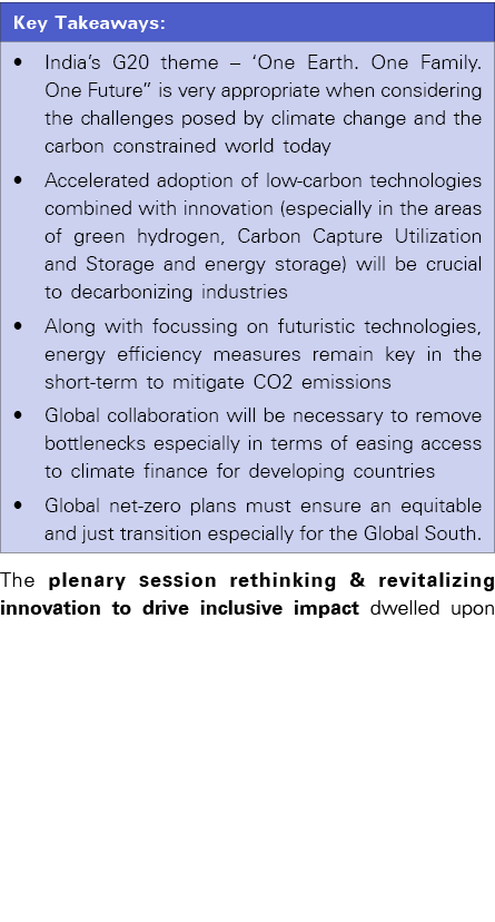  The plenary session rethinking & revitalizing innovation to drive inclusive impact dwelled upon 