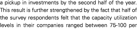 a pickup in investments by the second half of the year. This result is further strengthened by the fact that half of ...