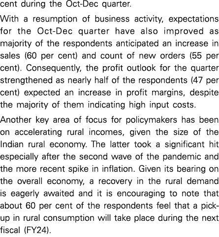 cent during the Oct Dec quarter. With a resumption of business activity, expectations for the Oct Dec quarter have al...