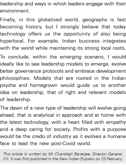 leadership and ways in which leaders engage with their environment  Finally, in this globalised world, geography is f   