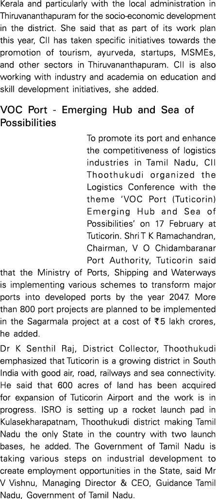 Kerala and particularly with the local administration in Thiruvananthapuram for the socio economic development in the...