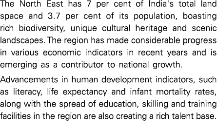 The North East has 7 per cent of India's total land space and 3.7 per cent of its population, boasting rich biodivers...