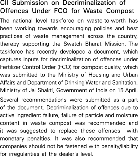 CII Submission on Decriminalization of Offences Under FCO for Waste Compost The national level taskforce on waste to ...