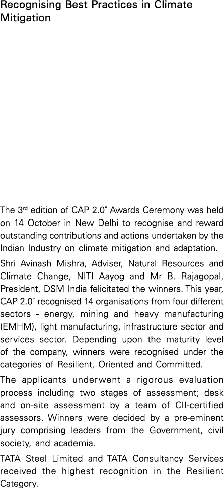 Recognising Best Practices in Climate Mitigation The 3rd edition of CAP 2 0  Awards Ceremony was held on 14 October i   