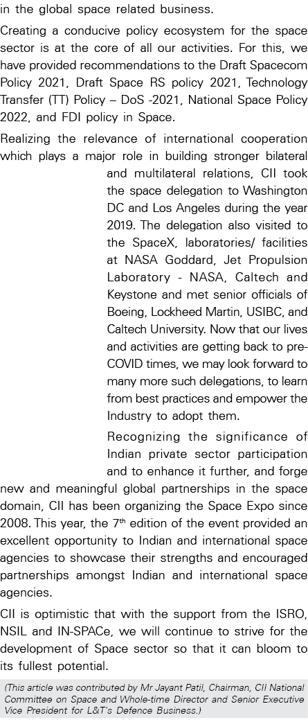 in the global space related business  Creating a conducive policy ecosystem for the space sector is at the core of al   
