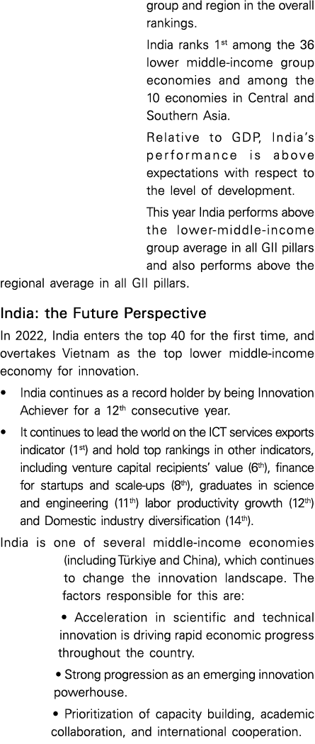 group and region in the overall rankings  India ranks 1st among the 36 lower middle-income group economies and among    