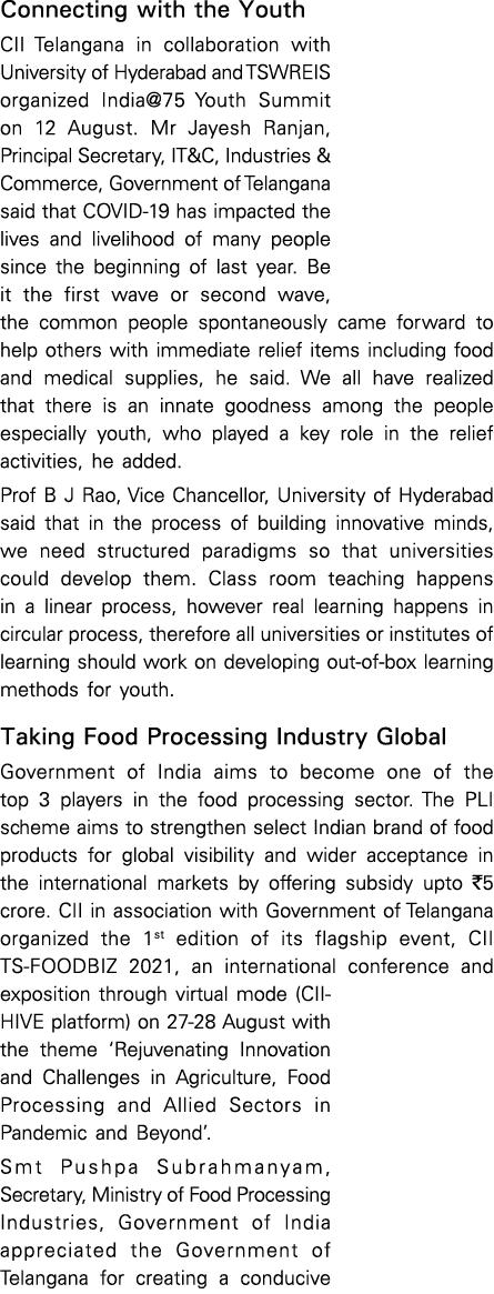 Connecting with the Youth CII Telangana in collaboration with University of Hyderabad and TSWREIS organized India 75    