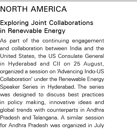 NORTH AMERICA Exploring Joint Collaborations in Renewable Energy As part of the continuing engagement and collaborati   