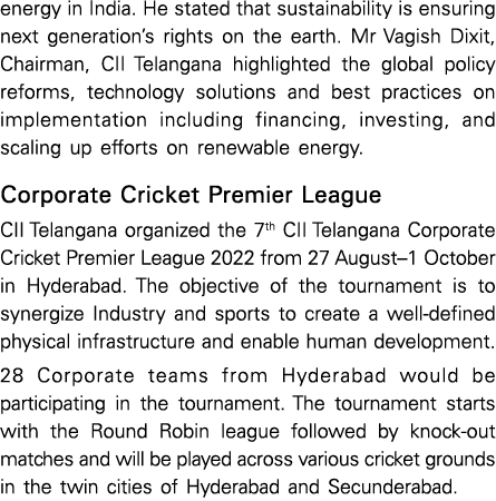 energy in India  He stated that sustainability is ensuring next generation s rights on the earth  Mr Vagish Dixit, Ch   