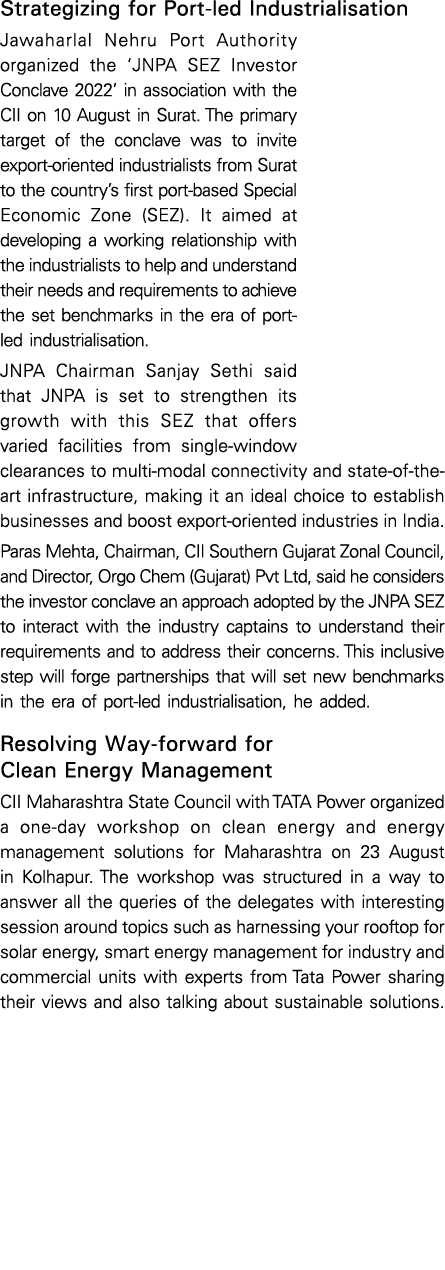 Strategizing for Port-led Industrialisation Jawaharlal Nehru Port Authority organized the  JNPA SEZ Investor Conclave   