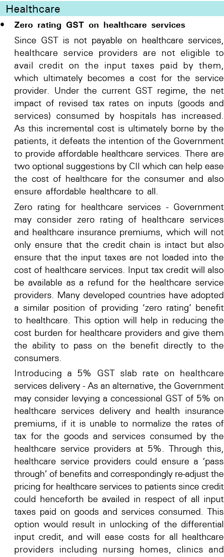 Healthcare   Zero rating GST on healthcare services Since GST is not payable on healthcare services, healthcare servi   