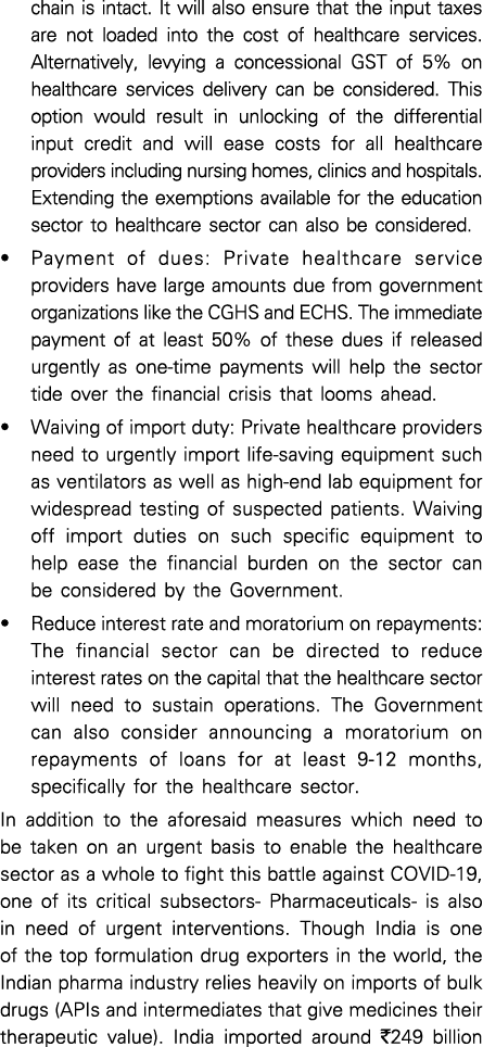 chain is intact  It will also ensure that the input taxes are not loaded into the cost of healthcare services  Altern   