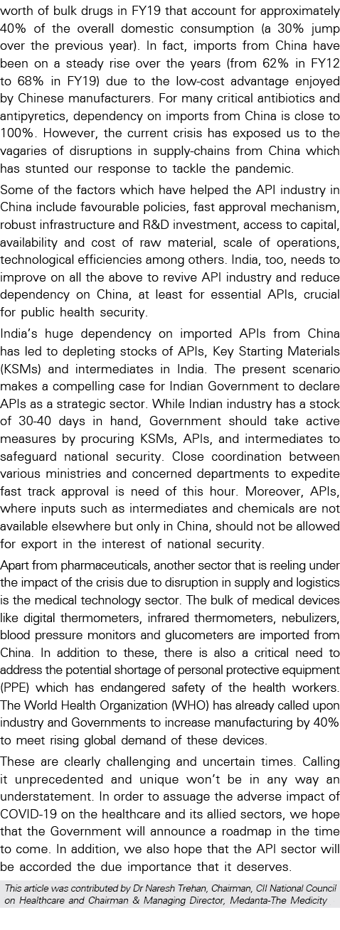 worth of bulk drugs in FY19 that account for approximately 40% of the overall domestic consumption (a 30% jump over t   