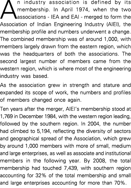 An industry association is defined by its membership  In April 1974, when the two associations - IEA and EAI - merged   