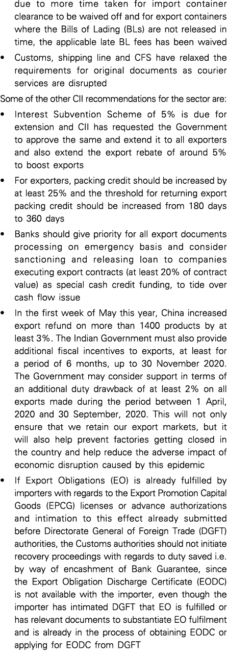 due to more time taken for import container clearance to be waived off and for export containers where the Bills of L   
