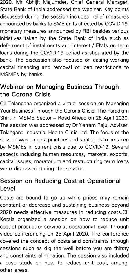 2020  Mr Abhijit Majumder, Chief General Manager, State Bank of India addressed the webinar  Key points discussed dur   