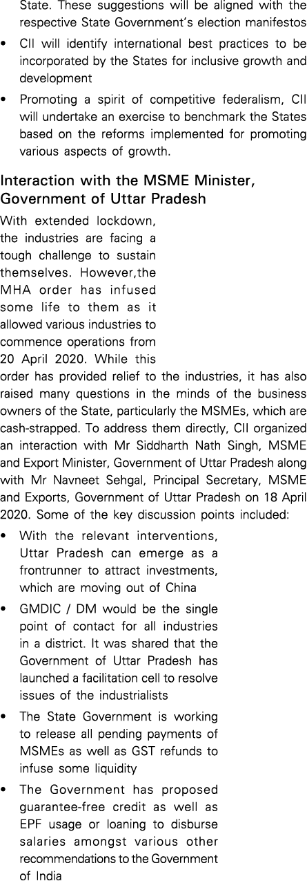 State  These suggestions will be aligned with the respective State Government s election manifestos   CII will identi   