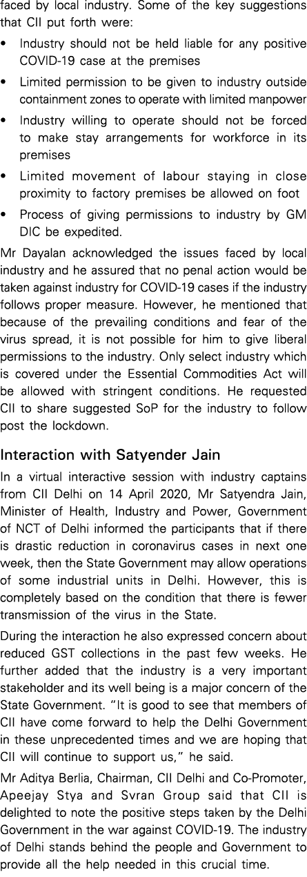faced by local industry  Some of the key suggestions that CII put forth were:   Industry should not be held liable fo   
