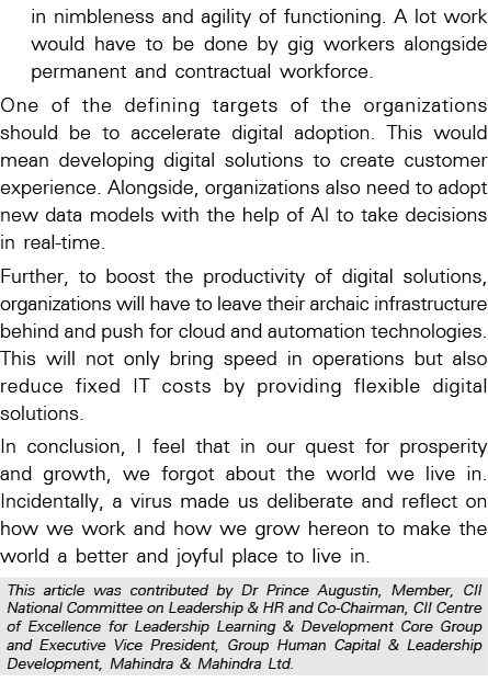in nimbleness and agility of functioning  A lot work would have to be done by gig workers alongside permanent and con   