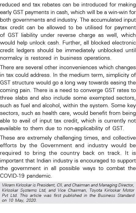 reduced and tax rebates can be introduced for making early GST payments in cash, which will be a win-win for both gov   